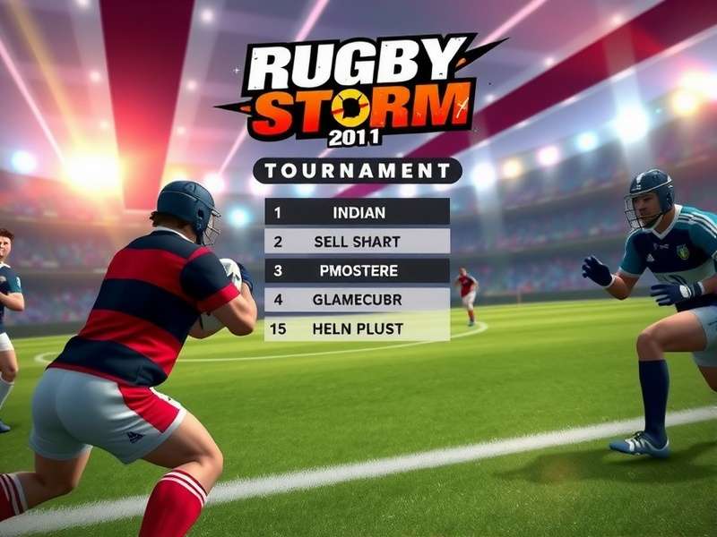 Rugby Storm gameplay screenshot showing intense rugby action